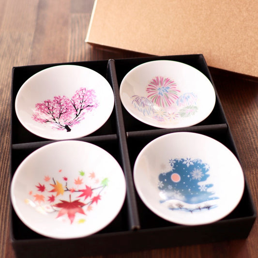 Seasonal Magic Sake Cup Set — Color-Changing Cold Sensitive | Mino Ware, Made in Japan